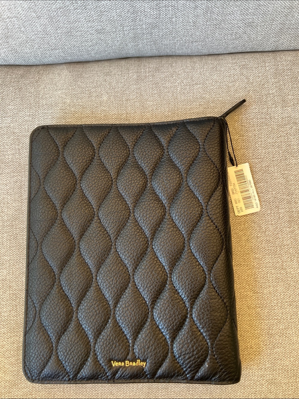 Vera Bradley Black Quilted Leather Zip Tablet Sleeve